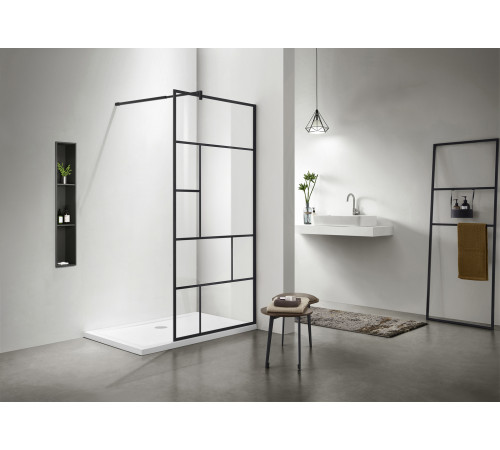 Душевая перегородка Walk-in Aquanet WIW Print 1000x2000 мм черный профиль WIW Print 10020BL