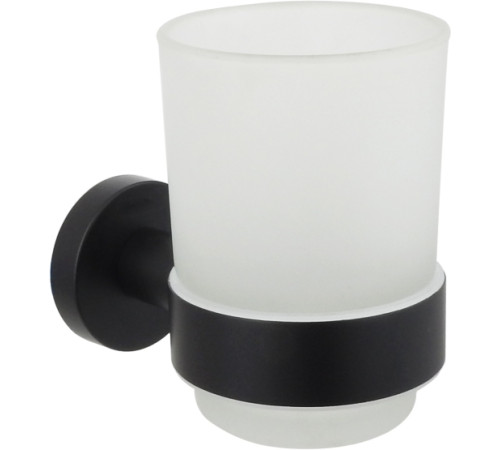 Стакан с держателем Aquanet ВЕГА матовый черный AQ4004MB