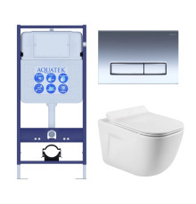 Комплект инсталляции с унитазом AQUATEK ДИВА-023 4в1 (рама INS-0000012, клавиша KDI-0000023, унитаз AQ2012-00) ДИВА-023 4в1