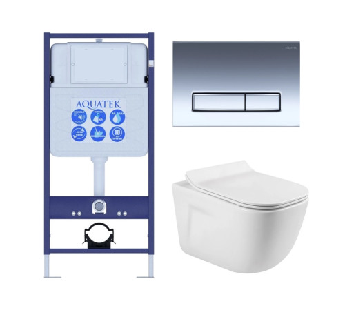 Комплект инсталляции с унитазом AQUATEK ДИВА-023 4в1 (рама INS-0000012, клавиша KDI-0000023, унитаз AQ2012-00) ДИВА-023 4в1