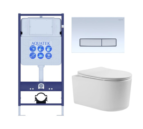 Комплект инсталляции 4 в 1 AQUATEK МИЯ с унитазом AQ2004-00 и сиденьем soft-close INS-0000012/KKI-0000002/KDI-0000022/AQ2004-00