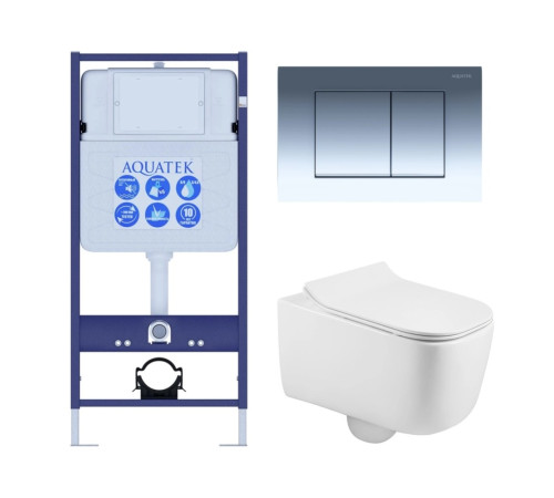 Комплект инсталляции 4 в 1 Aquatek Лугано-010 рама Standard INS-0000012 и унитаз AQ2002-00 ЛУГАНО 4в1