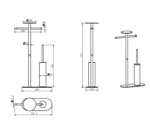 Стойка для ванной напольная Boheme Venturo хром 10953-CR