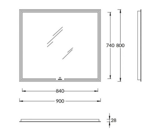 Зеркало Kerama Marazzi Mio прямоугольное 90х80 см MIO.mi.90/WHT