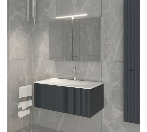 Комплект мебели для ванной Tiffany World Shape 102x52 см подвесной серый матовый SHAP100-G/547001 RAL 7016