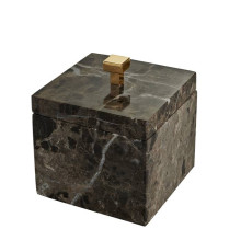 Баночка универсальная настольная 3SC Palace Marmo 11х11х13.5 см мрамор Emperador dark золото 24к PA48AEMGD