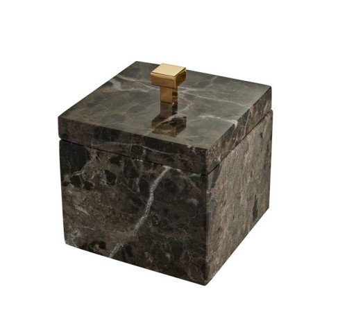 Баночка универсальная настольная 3SC Palace Marmo 11х11х13.5 см мрамор Emperador dark золото 24к PA48AEMGD