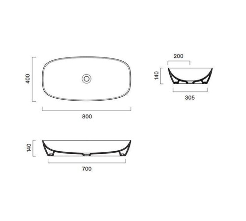 Раковина Catalano Alvea 80x40 см накладная белый глянцевый 0622800001
