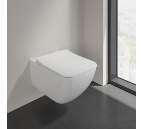 Унитаз подвесной Villeroy & Boch Venticello безободковый с сиденьем SlimSeat Line микролифт CeramicPlus 4611RLR1