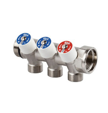 Коллектор распределительный SR Rubinetterie со встроенными клапанами 3/4x1/2 на 3 выхода 0054-2000N300