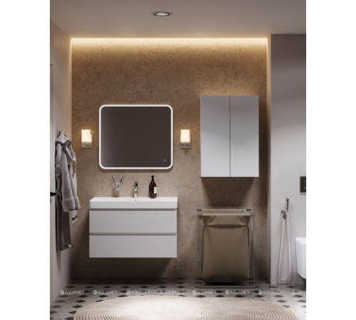 Тумба под раковину Aquanet Вега 90 подвесная 2 ящика белый глянец 00316683