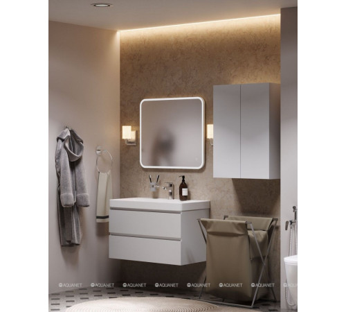 Тумба под раковину Aquanet Вега 90 подвесная 2 ящика белый глянец 00316683