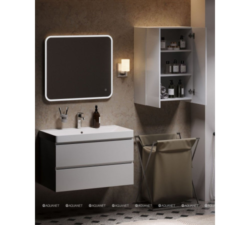 Тумба под раковину Aquanet Вега 90 подвесная 2 ящика белый глянец 00316683