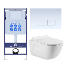 Комплект инсталляции с унитазом AQUATEK ДИВА-013 4в1 (рама INS-0000012, клавиша KDI-0000013, унитаз AQ2012-00) ДИВА-013 4в1