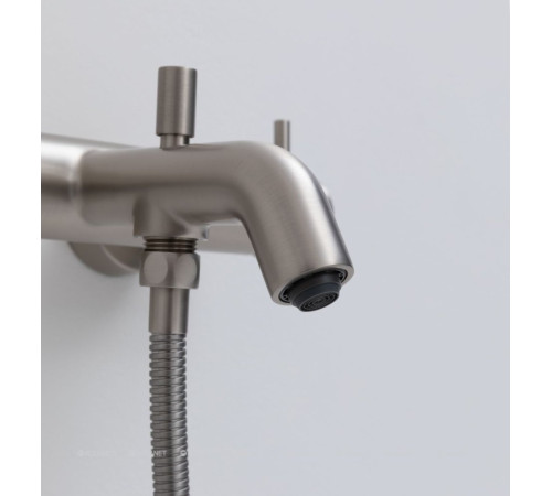 Смеситель для ванны Allen Brau Priority с изливом и душевым набором никель браш 5.31D10-BN