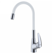 Смеситель для кухни Lemark Linara с гибким изливом хром/белый LM0415C-White