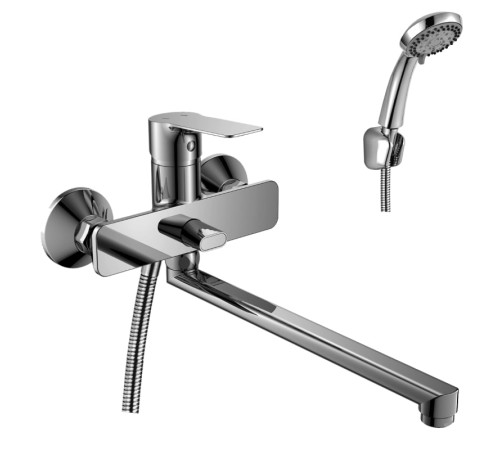 Смеситель для ванны Rossinka Silvermix RS27-33 с плоским изливом 350 мм хром RS27-33