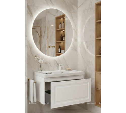 Тумба под раковину Aquanet Агата 90 1 ящик белый сатин 00345482