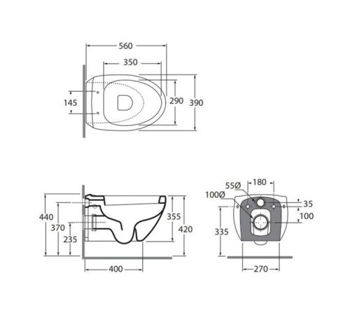 Биде подвесное Azzurra Clas+ 56x38.5 см белый матовый CLP 500M/SOSK bi matt