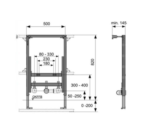 Инсталляция для биде TECEprofil высота 820 мм 9330005