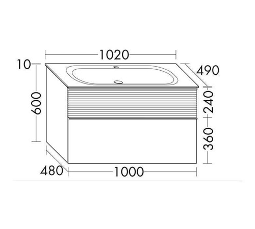 Комплект мебели Burgbad Fiumo 102х49х61 см Eiche/Белый SFXN102F3956FOT45G0200C0001