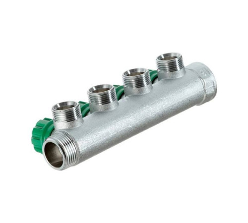 Коллектор латунный хромированный FAR 1 ВР-НР 4 отвода 3/4 НР Евроконус FK3824134