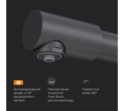 Смеситель для кухни AM.PM Like с каналом для питьевой воды L-излив черный F8005722