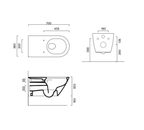 Унитаз подвесной Catalano Comfort 70x37 см 0911700001