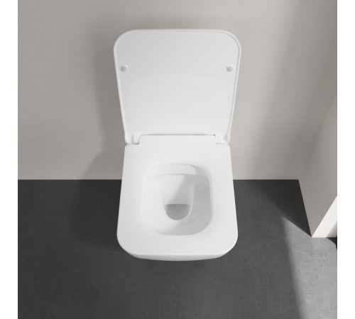 Унитаз подвесной Villeroy & Boch Venticello безободковый с сиденьем SlimSeat Line микролифт CeramicPlus 4611RLR1