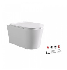 Унитаз подвесной Alice Ceramica Form 50х35 см безободковый с сиденьем микролифт 22300101SET