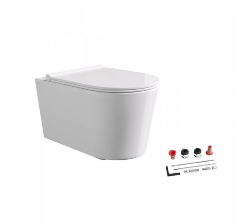 Унитаз подвесной Alice Ceramica Form 50х35 см безободковый с сиденьем микролифт 22300101SET