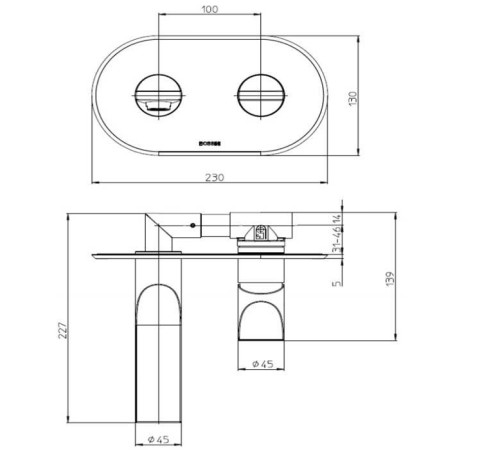Смеситель для раковины Bossini Apice встраиваемый излив 180 мм хром Z00549.030