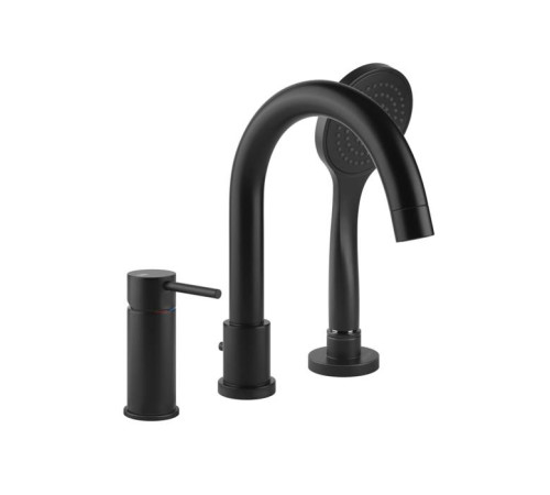 Смеситель для ванны Gessi Emporio Via Tortona на 3 отверстия с изливом и душевой лейкой Black XL 18637#299