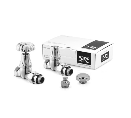 Комплект вентилей SR Rubinetterie Floral Old Style 1/2 прямой хром K338-1500C000