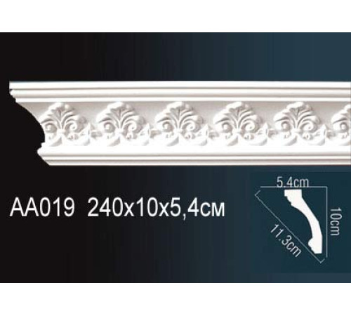 Карниз потолочный Perfect AA019 полиуретановый с орнаментом 97x60x2400 мм AA019