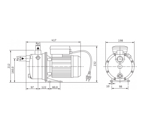 Насос поверхностный центробежный Wilo WJ-204-X-EM 4143999