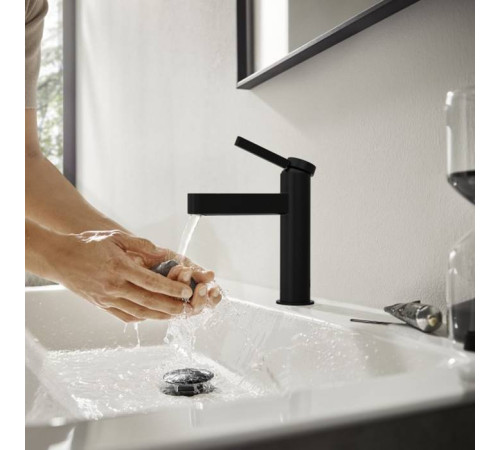 Смеситель для раковины Hansgrohe Finoris 110 с донным клапаном черный матовый 76020670