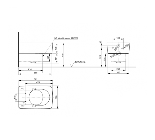 Унитаз подвесной TOTO SG безободковый с пластиковой панелью 39х58.2х33.9 см CW512YR/9AE0017