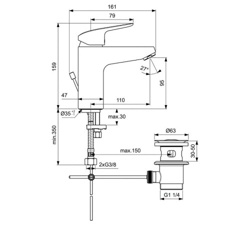 Набор смесителей 3 в 1 Ideal Standard Ceraflex (B1713AA + B1721AA + B2620AA) BD001AA