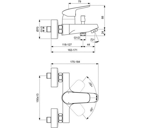 Набор смесителей 3 в 1 Ideal Standard Ceraflex (B1713AA + B1721AA + B2620AA) BD001AA
