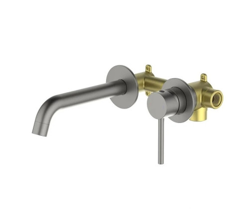 Смеситель для раковины Aquanet Европа AQ1313BGM настенный скрытого монтажа оружейная сталь AQ1313BGM