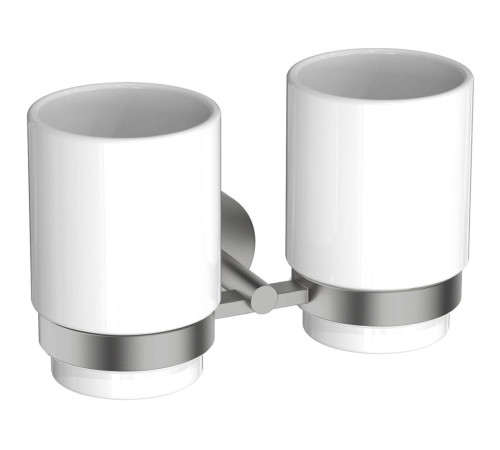 Стакан с держателем двойной Aquanet БЕТТА оружейная сталь AQ4617BGM