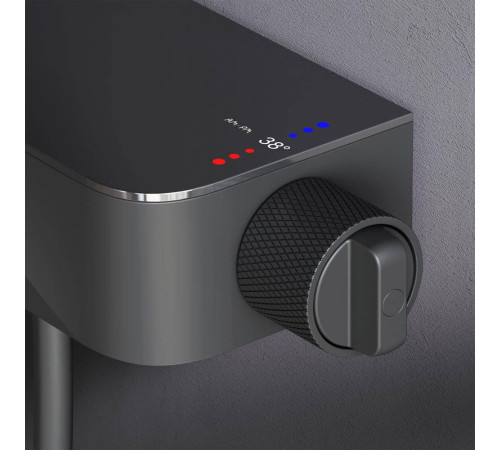 Душевая система с термостатом и смесителем-полкой AM.PM Func матовый черный F078F222