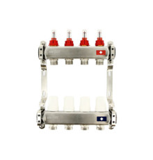 Коллекторная группа 1 x 2 выхода 3/4 STOUT с расходомерами из нержавеющей стали без концевых групп 450W4302
