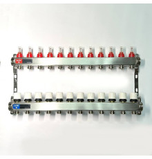 Коллекторная группа 1 x 12 выходов 3/4 STOUT с расходомерами из нержавеющей стали без концевых групп 450W4312