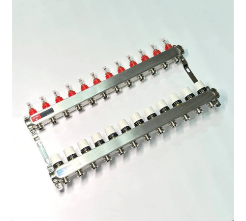 Коллекторная группа 1 x 12 выходов 3/4 STOUT с расходомерами из нержавеющей стали без концевых групп 450W4312