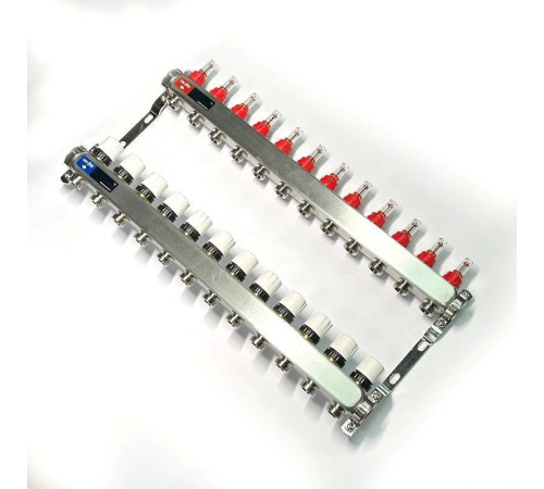 Коллекторная группа 1 x 12 выходов 3/4 STOUT с расходомерами из нержавеющей стали без концевых групп 450W4312