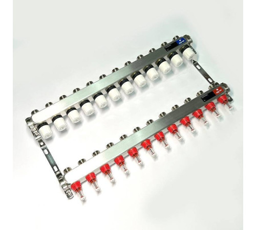Коллекторная группа 1 x 12 выходов 3/4 STOUT с расходомерами из нержавеющей стали без концевых групп 450W4312