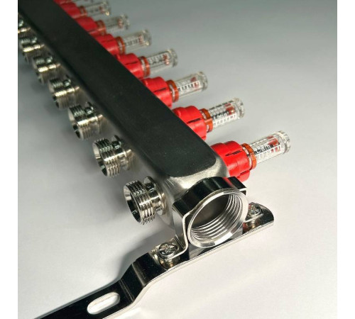 Коллекторная группа 1 x 12 выходов 3/4 STOUT с расходомерами из нержавеющей стали без концевых групп 450W4312