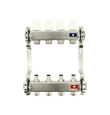 Коллекторная группа 1 x 2 выхода 3/4 STOUT с балансировочными клапанами из нержавеющей стали без концевых групп 451W4302